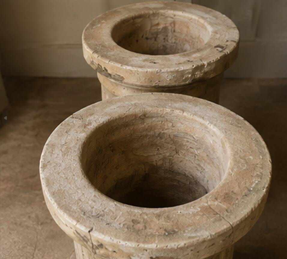 Antique Terracotta Pedestal Columns for Planters, 1950s–1960s