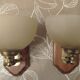 Paire d'appliques vintage bois et verre