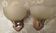 Pair of vintage wood and glass wall lights