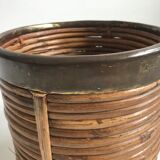 Rattan and brass planter