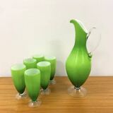 Ensemble carafe et 6 verres rétro, Murano, années 1960