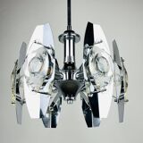 Chrome and glass lustre with lenses by Oscar Torlasco, Italy, 1960s.