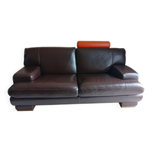 Deux Canapé cuir marron
