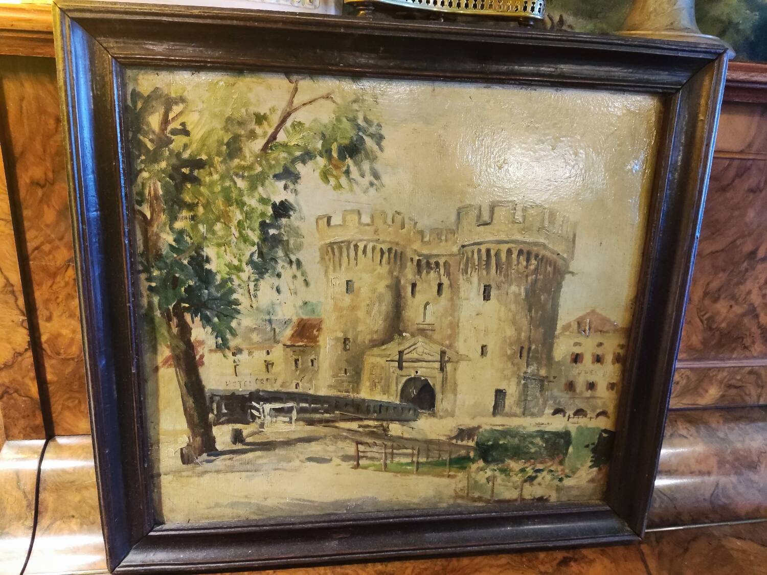 Oil painting on panel Castle