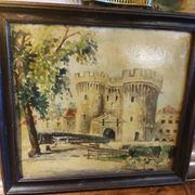 Oil painting on panel Castle