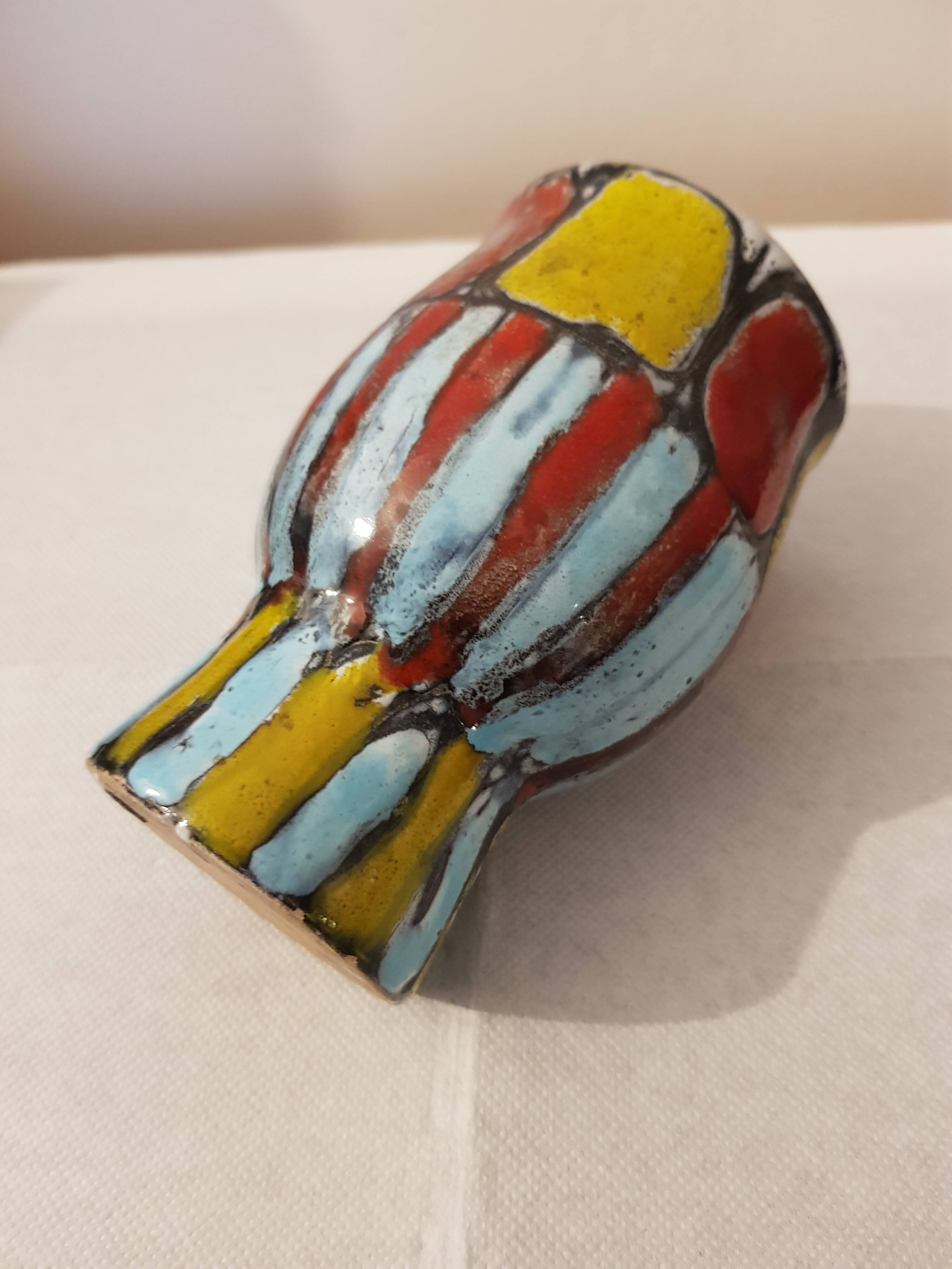 Enamelled vintage Vallauris vase