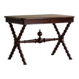 French sculptural desk in stained pine, early 20th century, Baroque style.