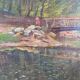 Peinture à l'huile vintage originale paysage forestier