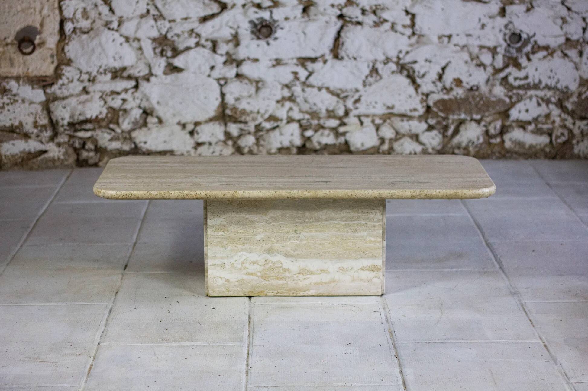 Italian travertine coffee table, 1980