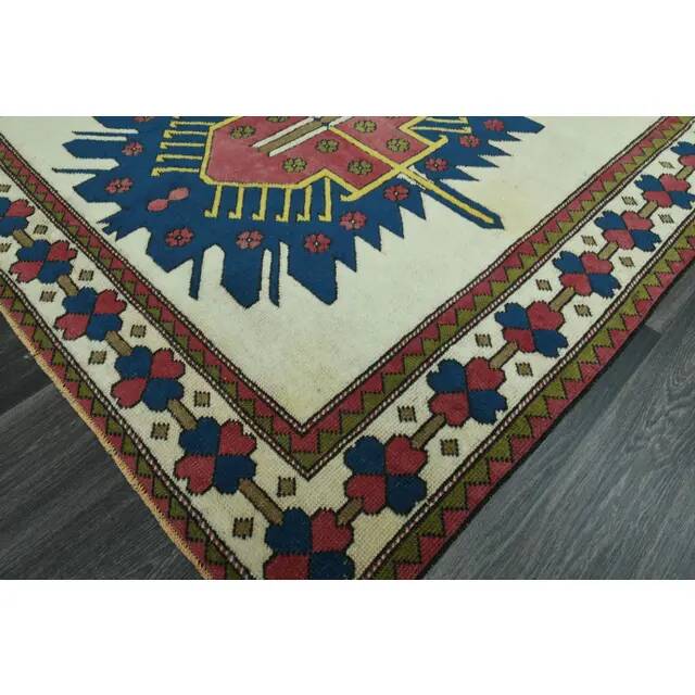 1970s Vintage Turkish Oushak Handmade Wool Cotton Beige Area Rug 160x265
