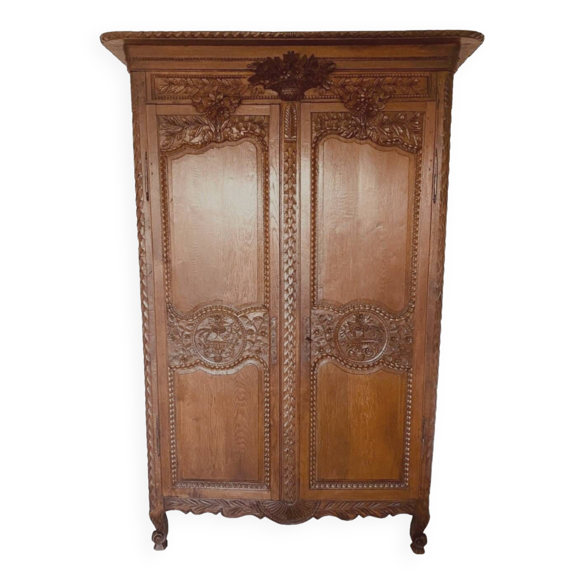 18th century carved oak bridal wardrobe