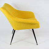 Mid-century armchair Shell, 1960s, NRD, yellow fabric, restored