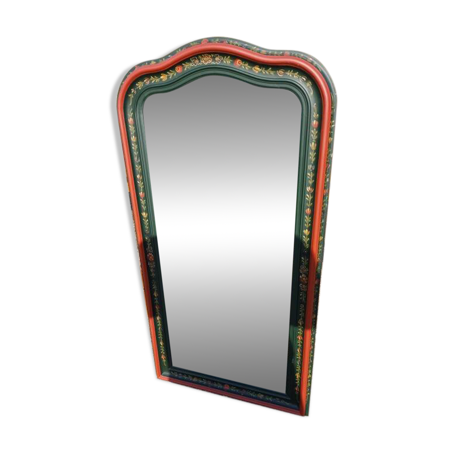 Painted wooden mirror with Savoyard decor