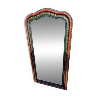 Miroir bois peint décor savoyard