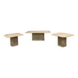 Vintage travertine coffee table and side tables, 1980s