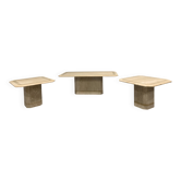 Table basse en travertin vintage et tables d'appoint, années 1980
