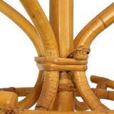 Rare grand porte-manteau sur pied en rotin et laiton style bohème 185 cm