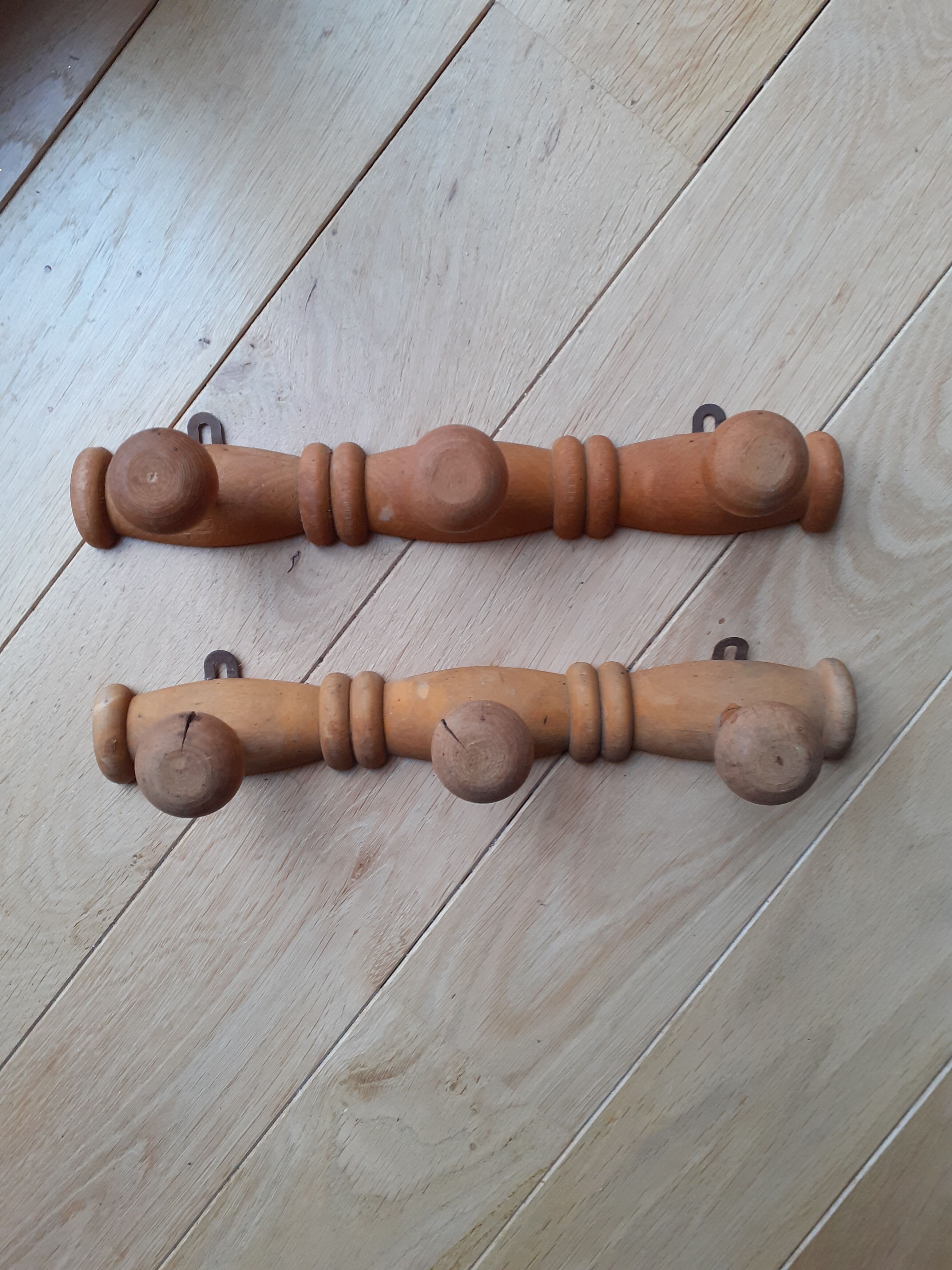 Pair of antique 3 hooks