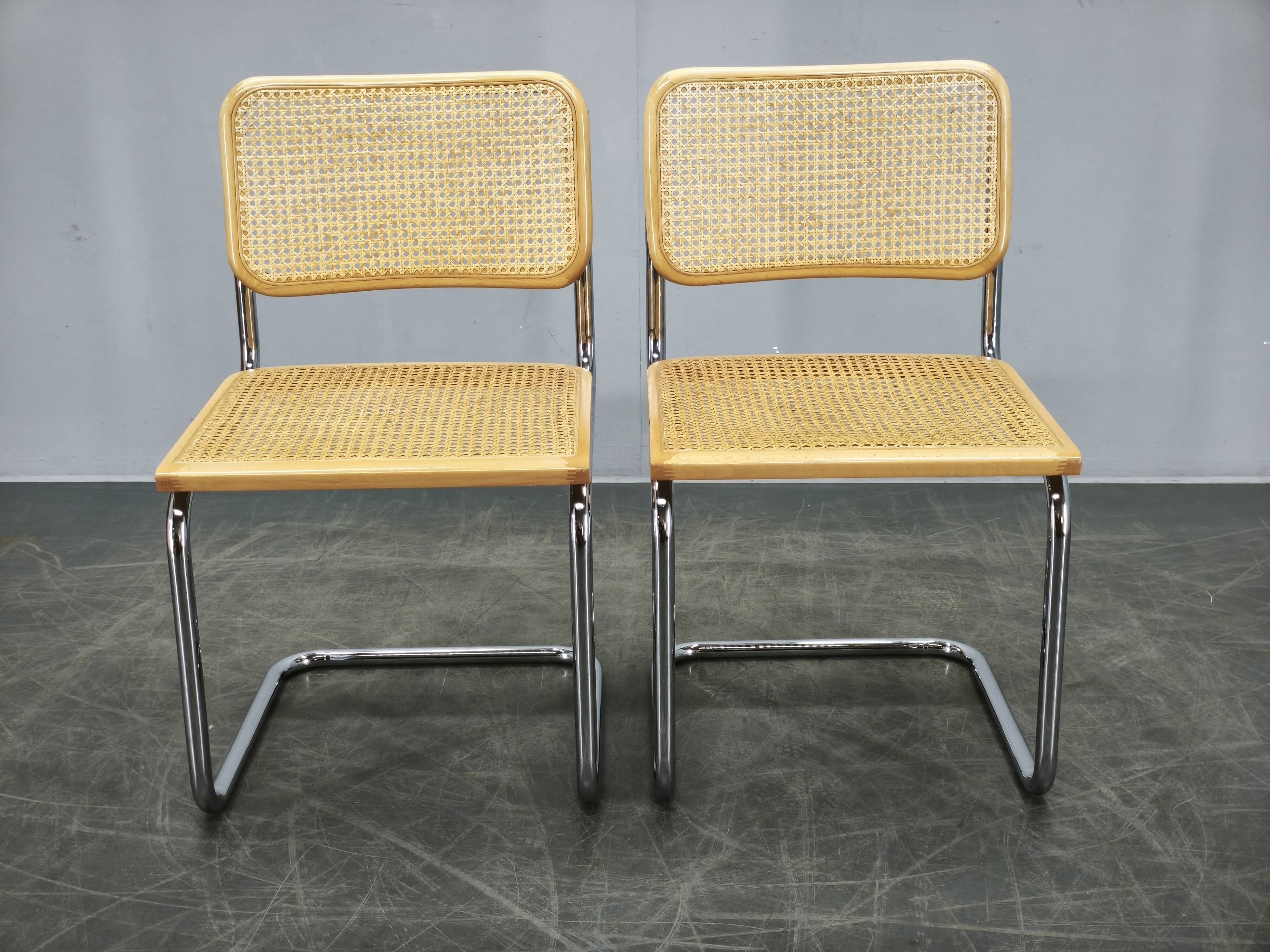 Pair of Italian Cesca Cantilever Chairs after Marcel Breuer, 1970s