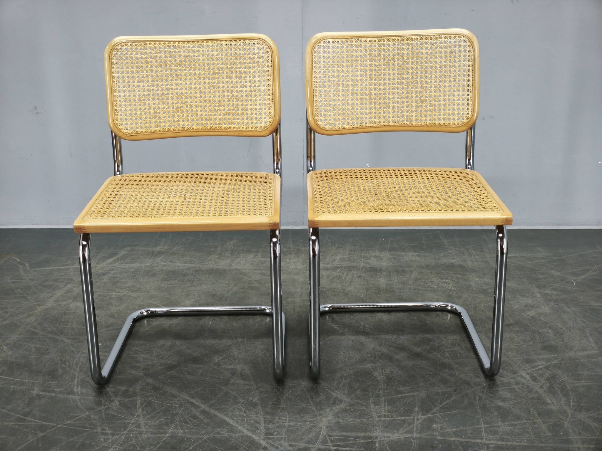 Pair of Italian Cesca Cantilever Chairs after Marcel Breuer, 1970s