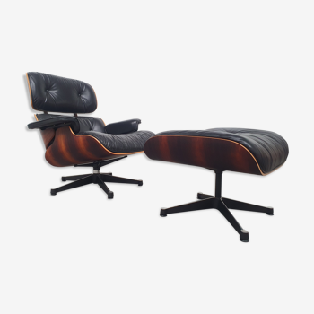 Santos Rosewood 670 lounge chair en 671 ottoman by Ray and Charles Eames for Vitra, 1991