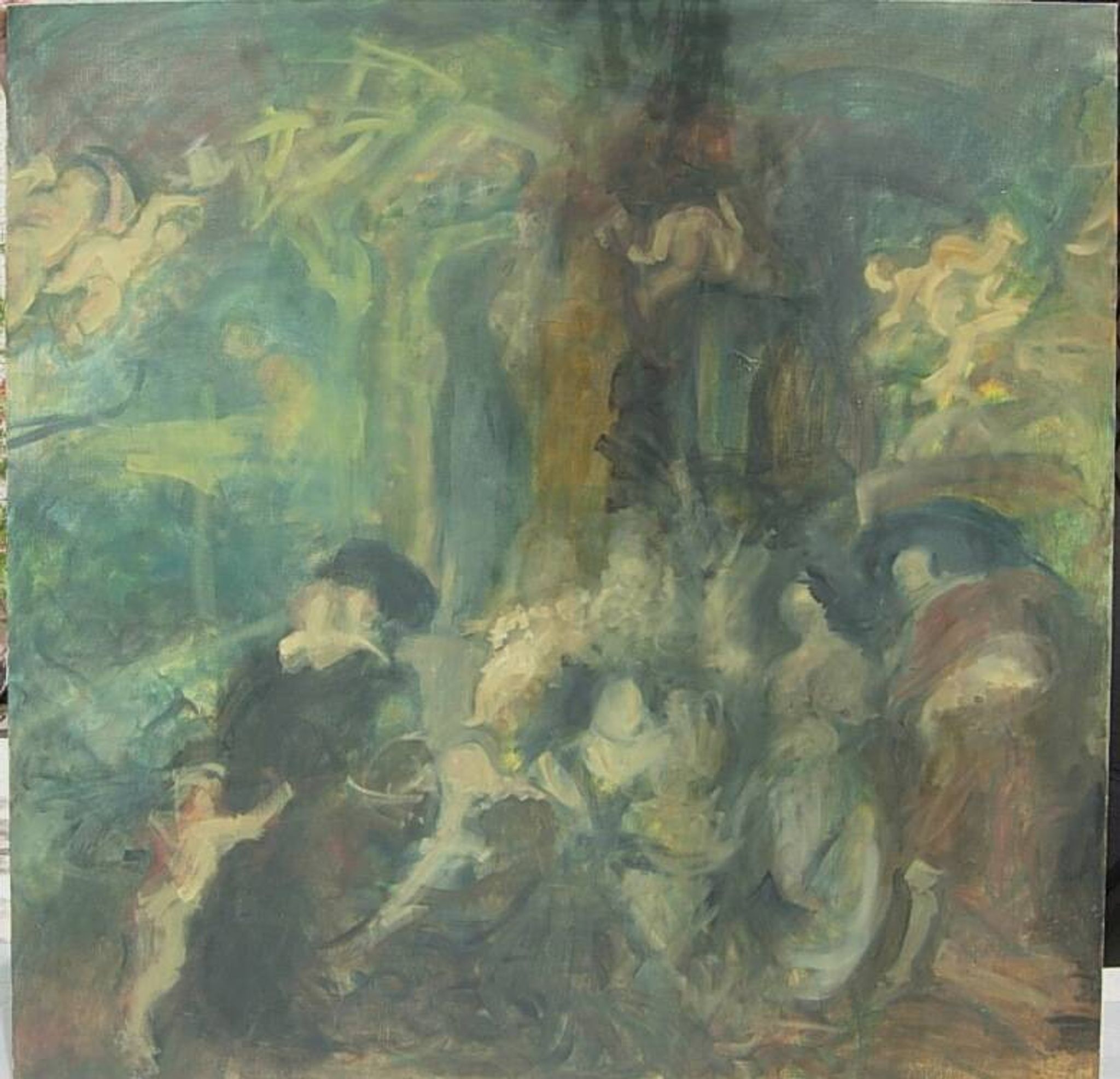Genre scene canvas signed Strbac