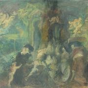 Genre scene canvas signed Strbac
