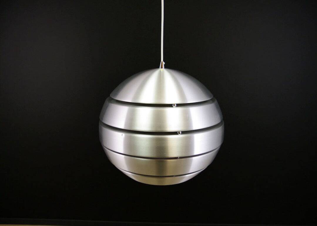 Silver pendant lamp, Danish design, 1970s, production: Denmark