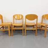 Set of 4 minimalist vintage beechwood chairs from the 80s