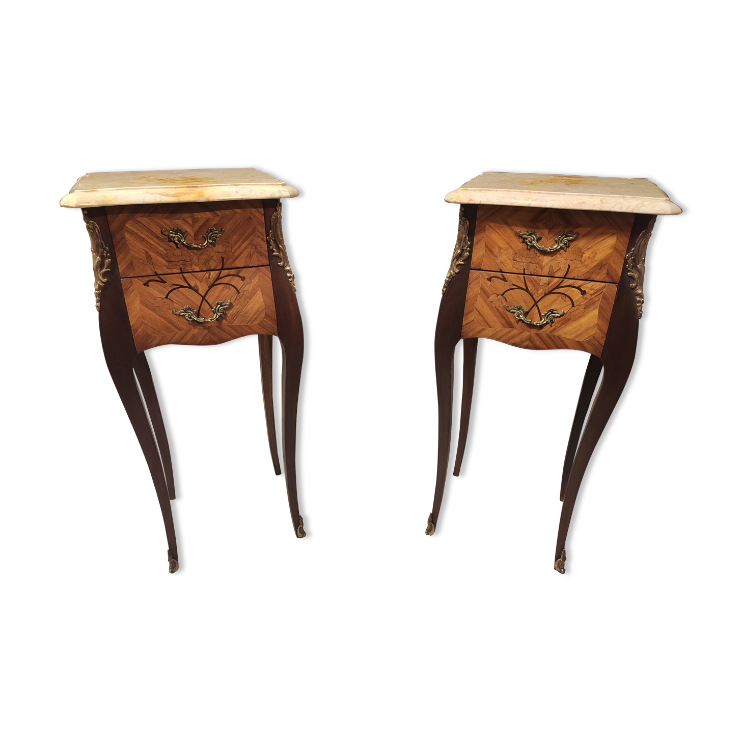 Pair of narrowed bedside tables in the style of Louis XV