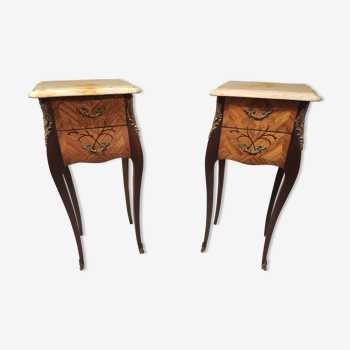 Pair of narrowed bedside tables in the style of Louis XV