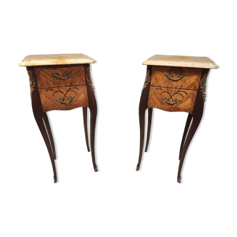 Pair of narrowed bedside tables in the style of Louis XV