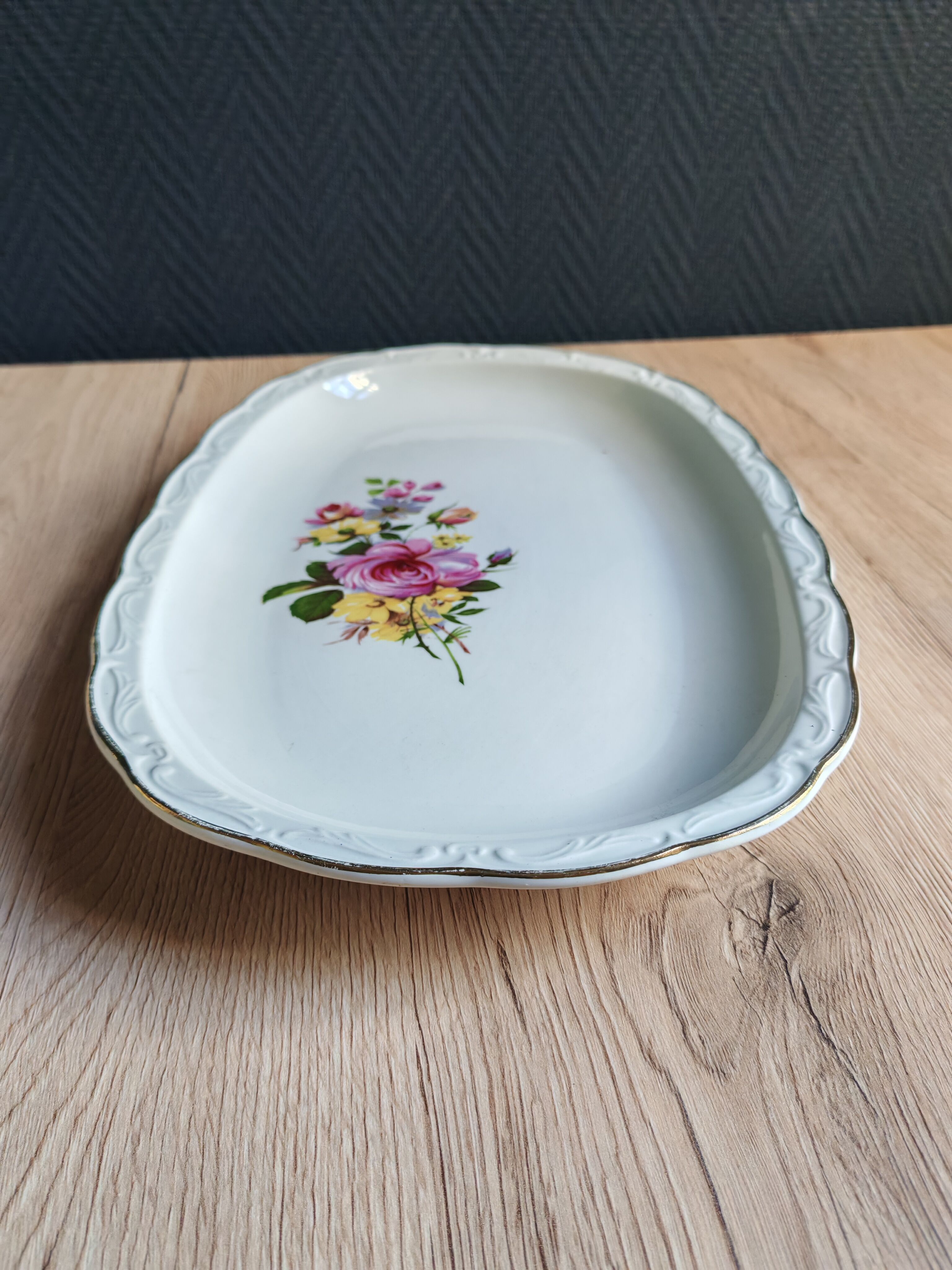 Vintage oval serving platter in white porcelain