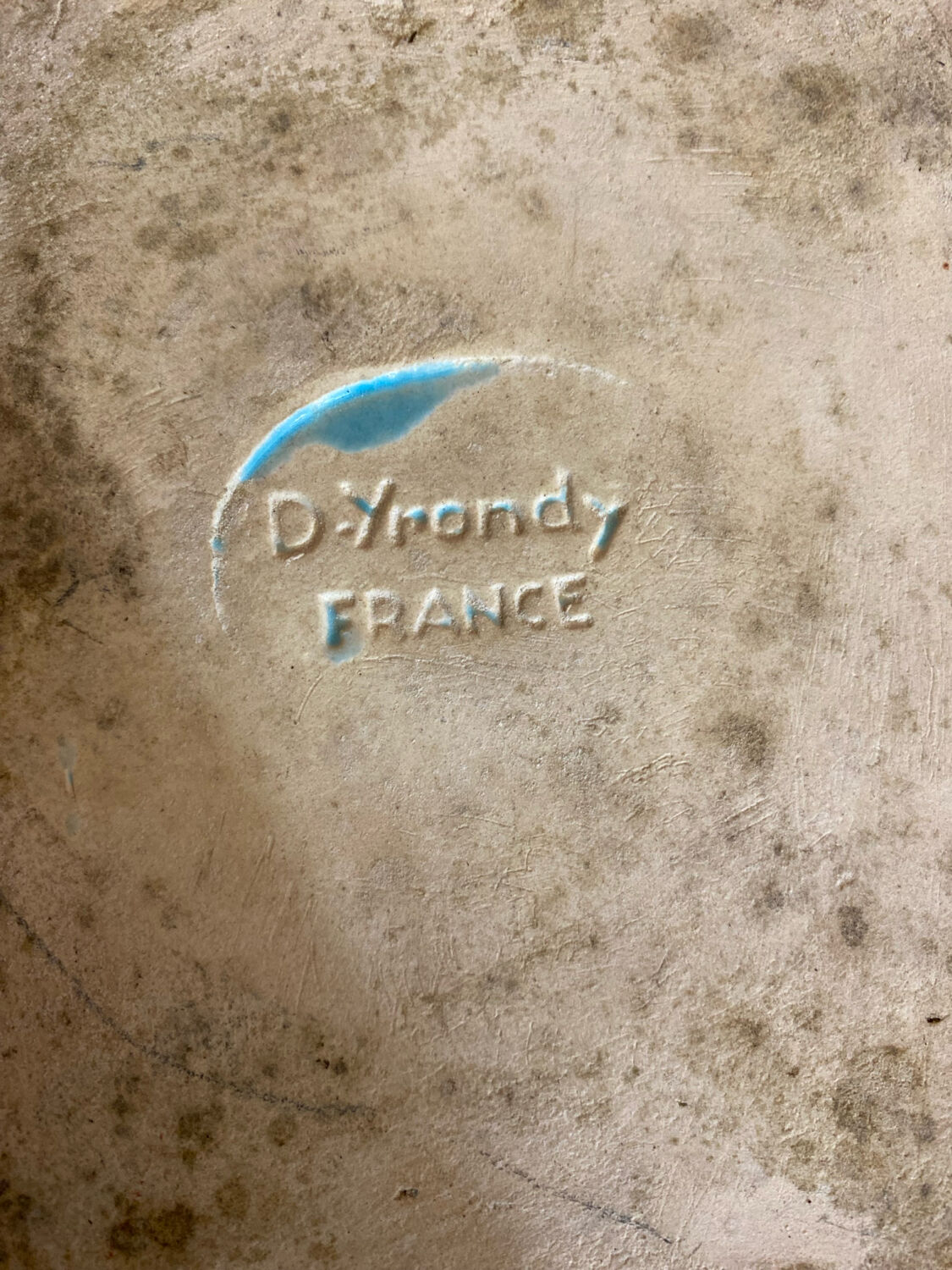 Old Poche D YRONDY Turquoise Blue Ceramic Made In France Wine