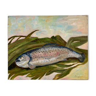 Oil on canvas trout
