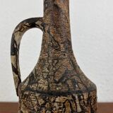 Brutalist vintage studio pottery vase carafe by Gerhard Liebenthron, 1970s.
