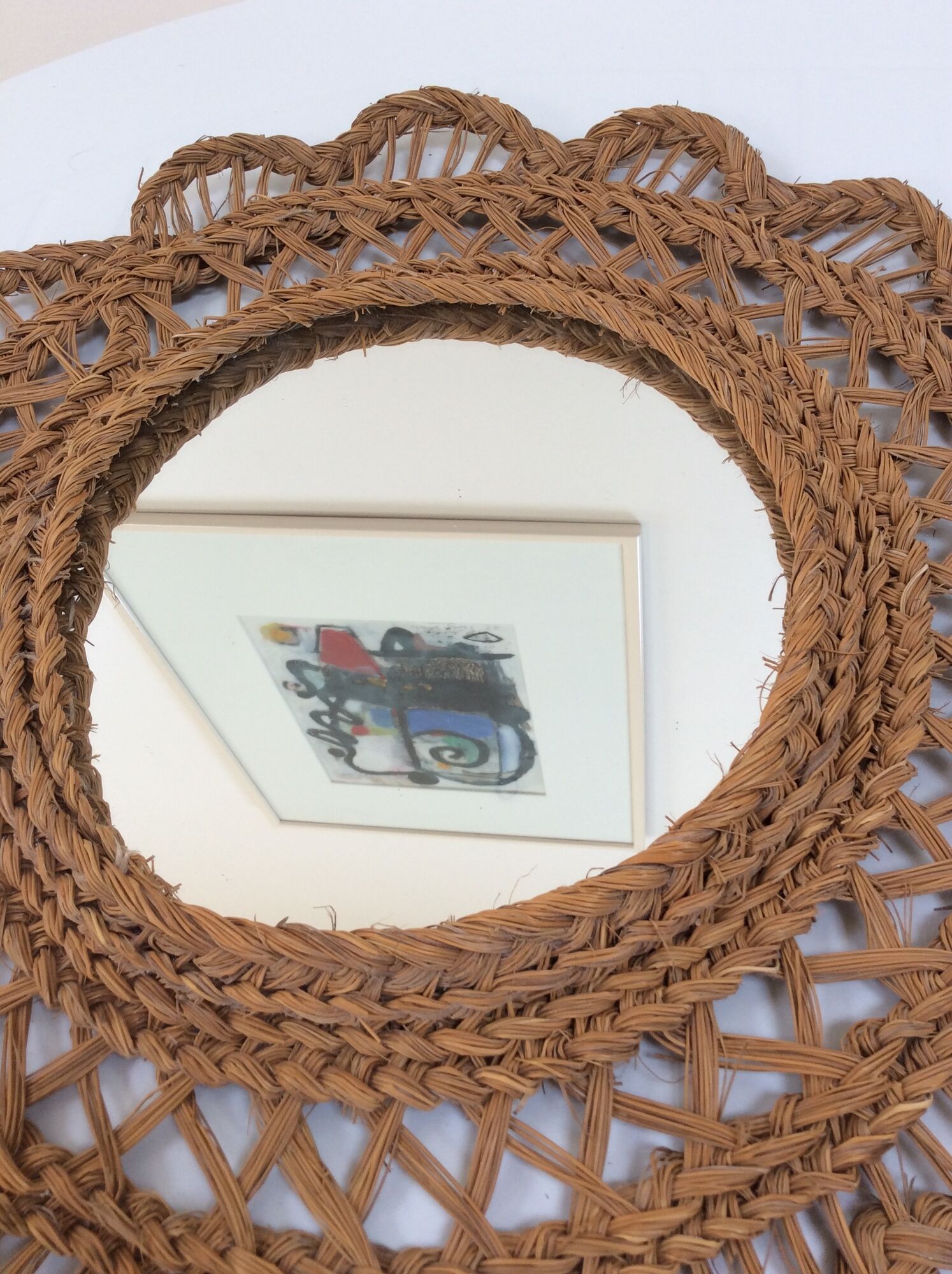 Mirror sun bohemian vintage braided fiberglass 50x50cm