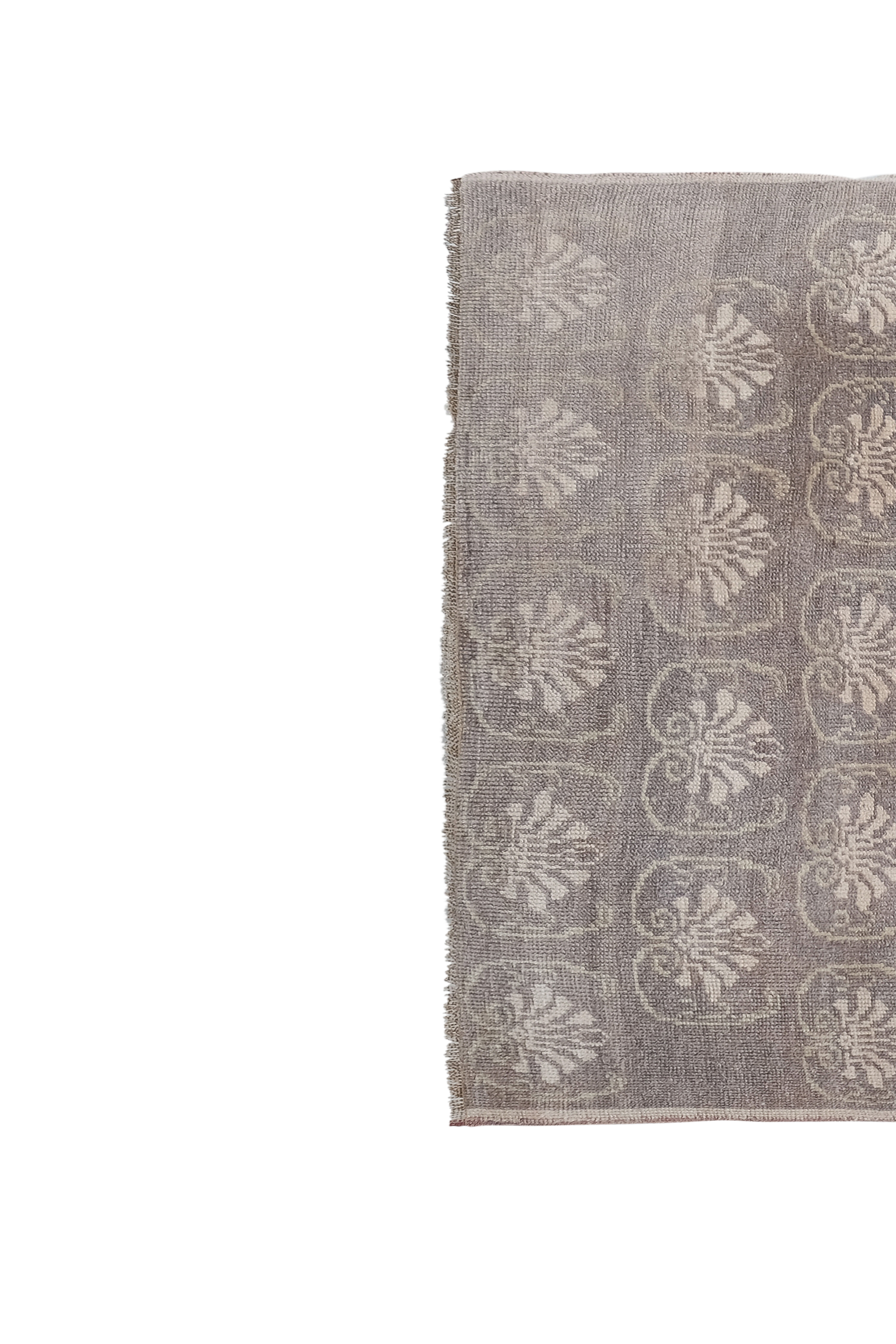 Vintage midcentury karapinar floral brown wool rug