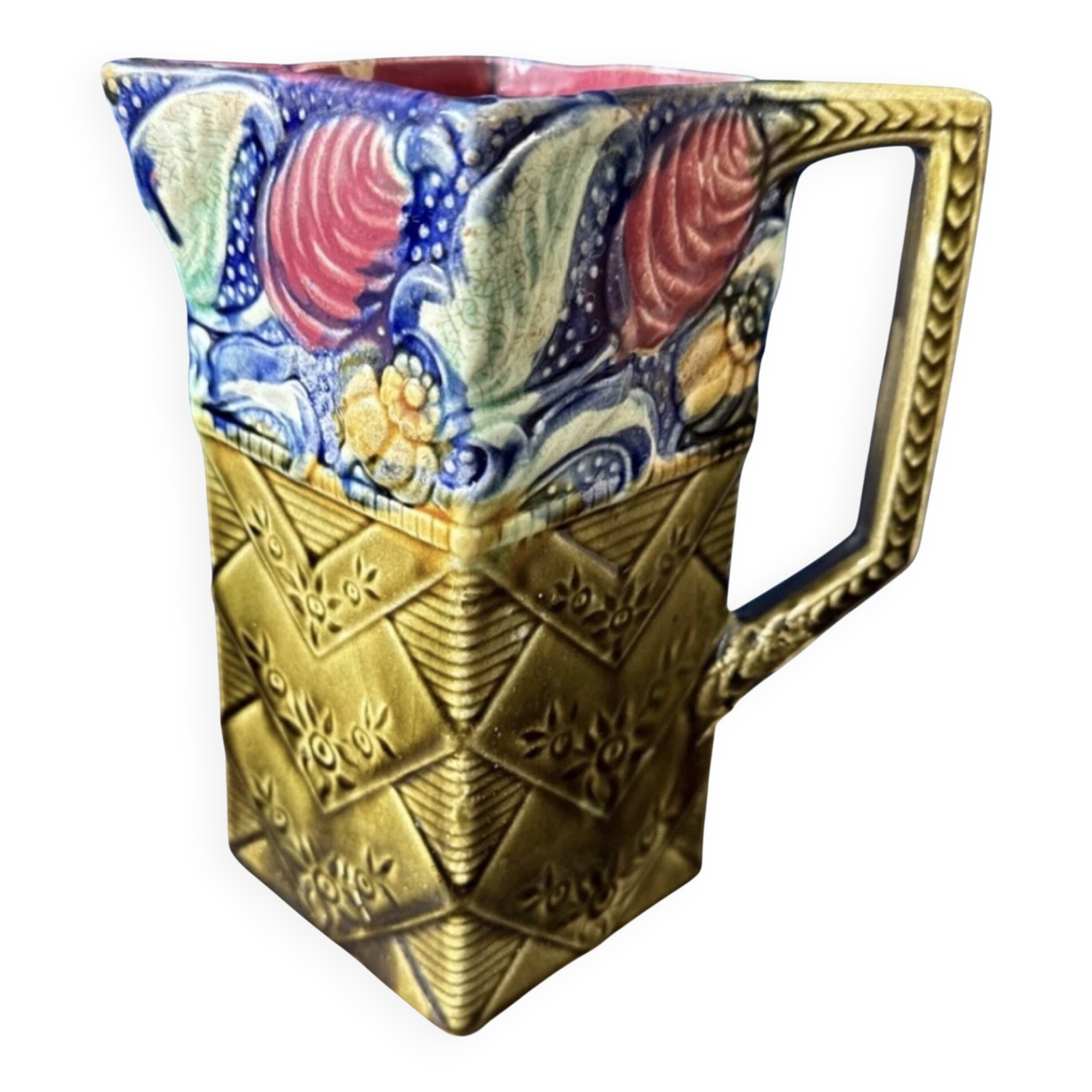Pichet ancien en barbotine Onnaing « Céleste » n° 863