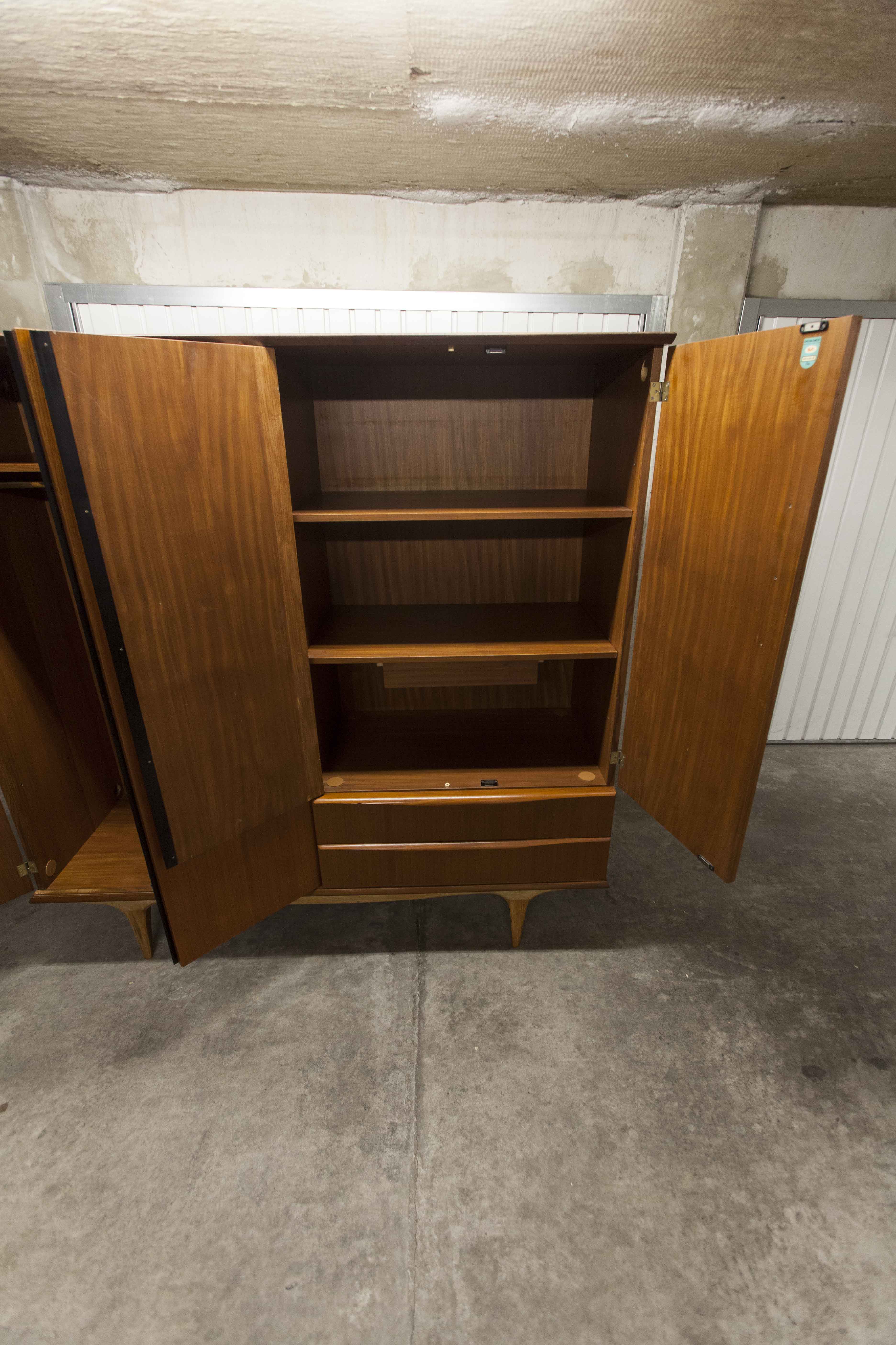 Scandinavian teak cabinet 1960 with mounting plan