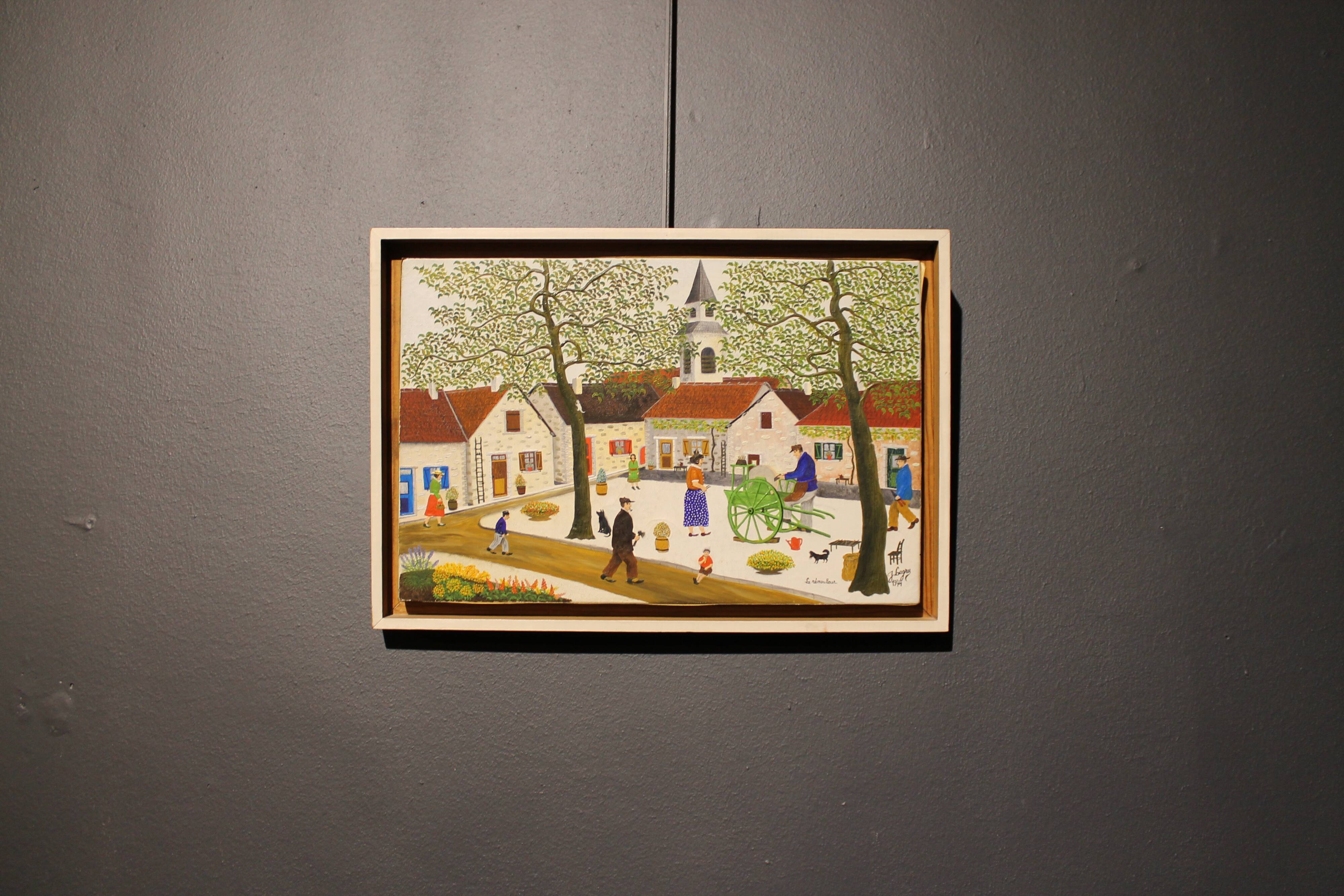 Naive painting by Jean Lagru, 1974