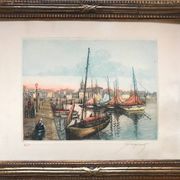 Eugène GAUGUET, 1872-1943.Les Sables d’Ollone.Eau-forte aquatinte