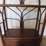 Vintage–Beautiful Bibus-Floor Shelf–Bookcase–Rattan Bamboo and Wood–1 Drawer and 2 Tiers