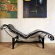 Chaise longue en cuir et acier chromé