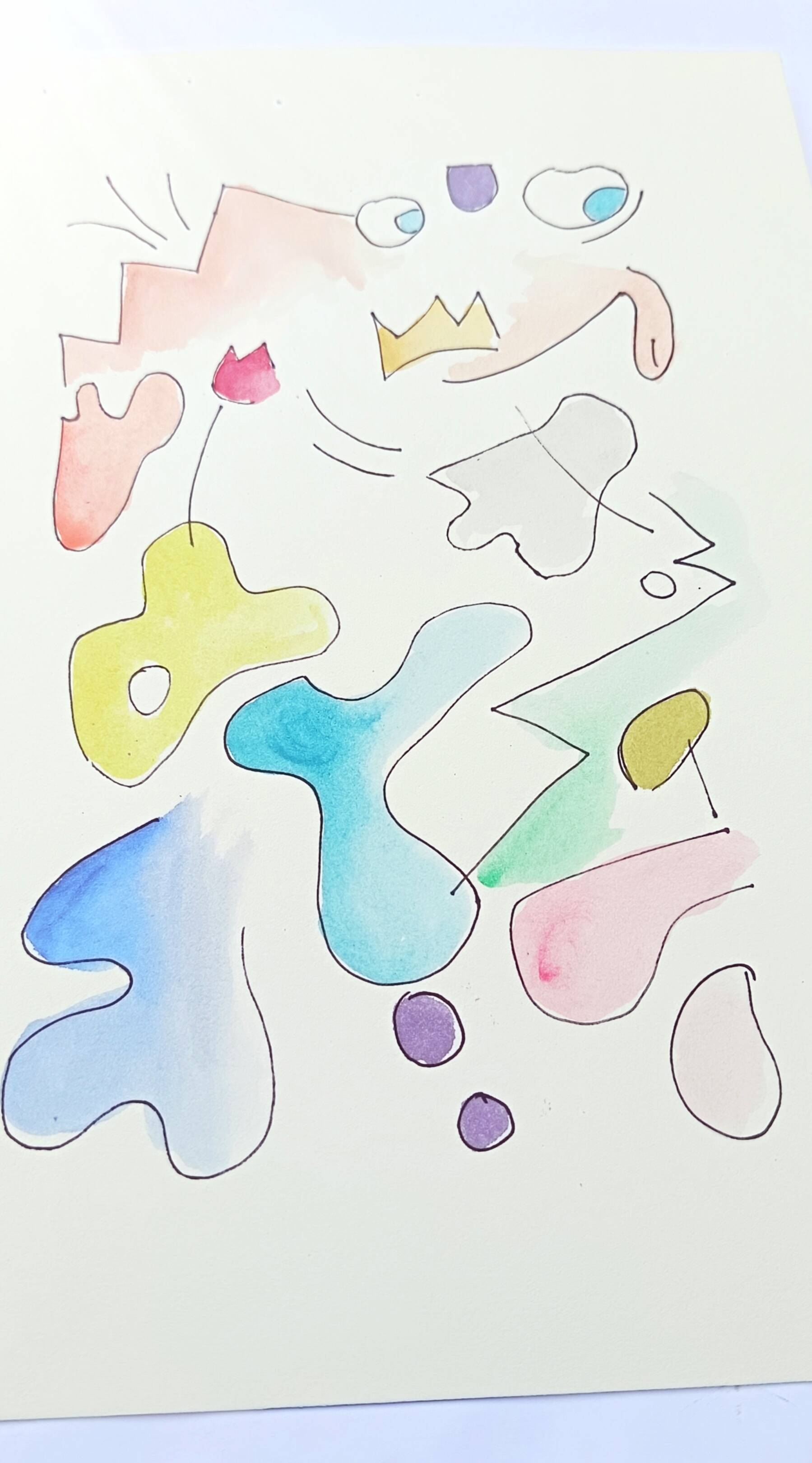 Peinture abstraite originale – composition colorée – 24 x 34 cm