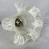 French mid century frosted glass tulip hanging lamp, 1950s