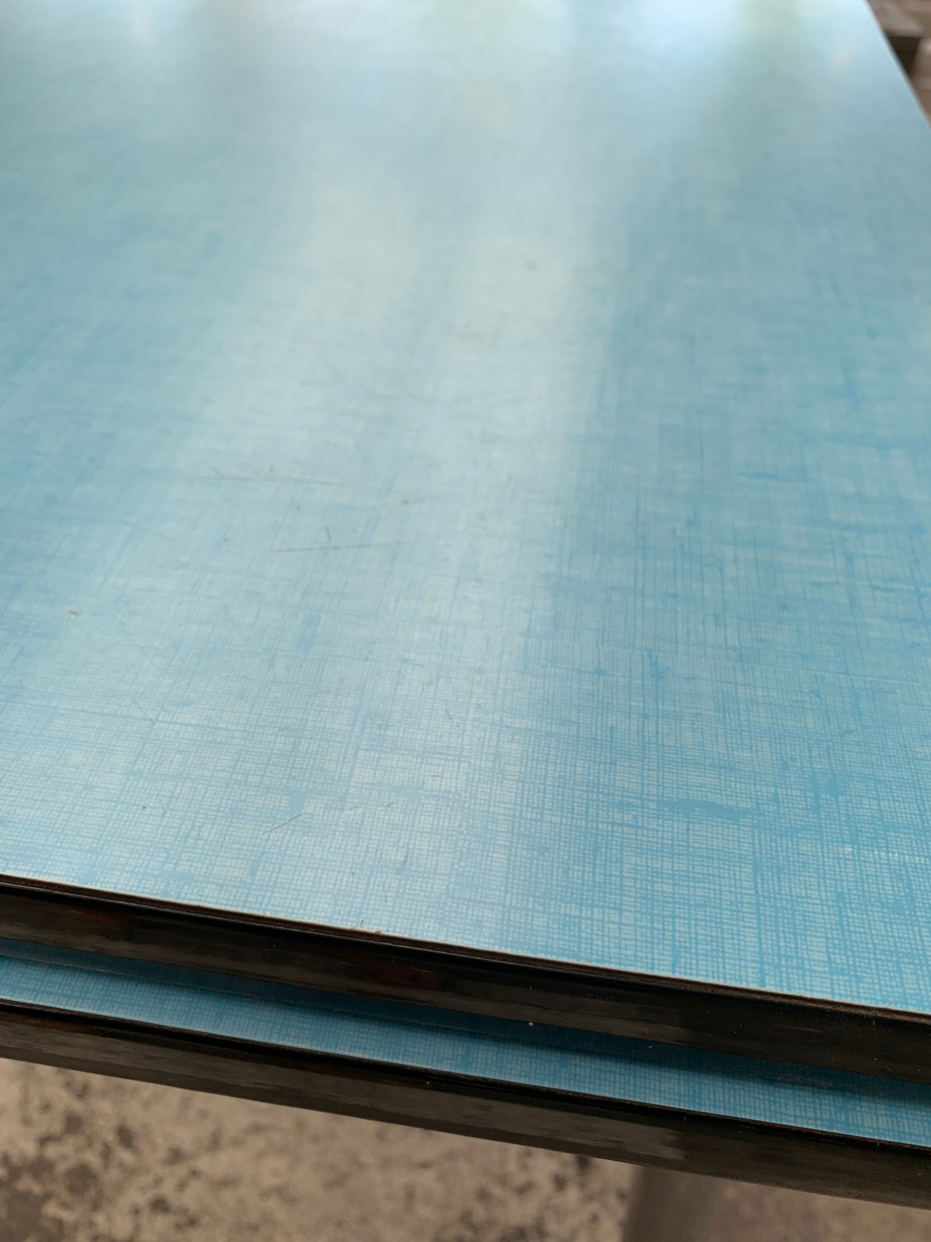 Blue formica table