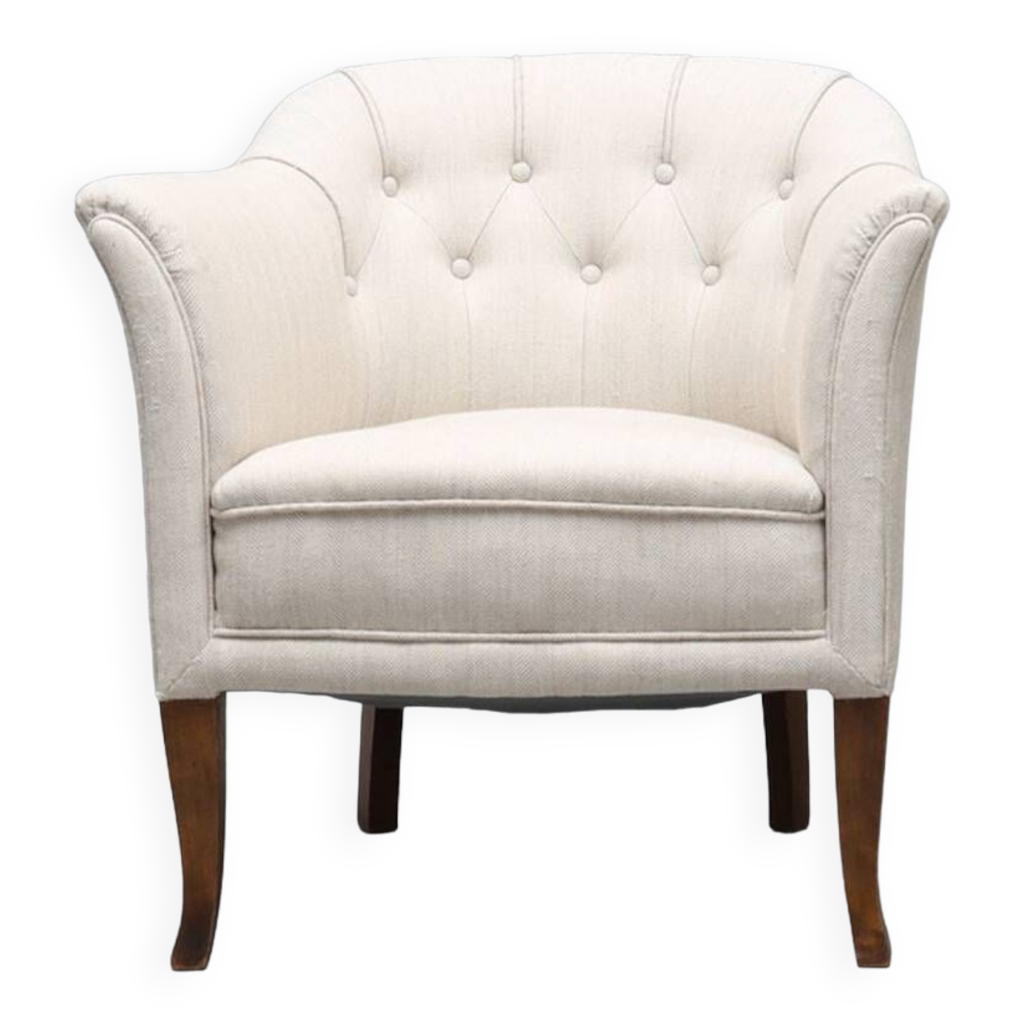 Fauteuil bergère crème antique Apolline