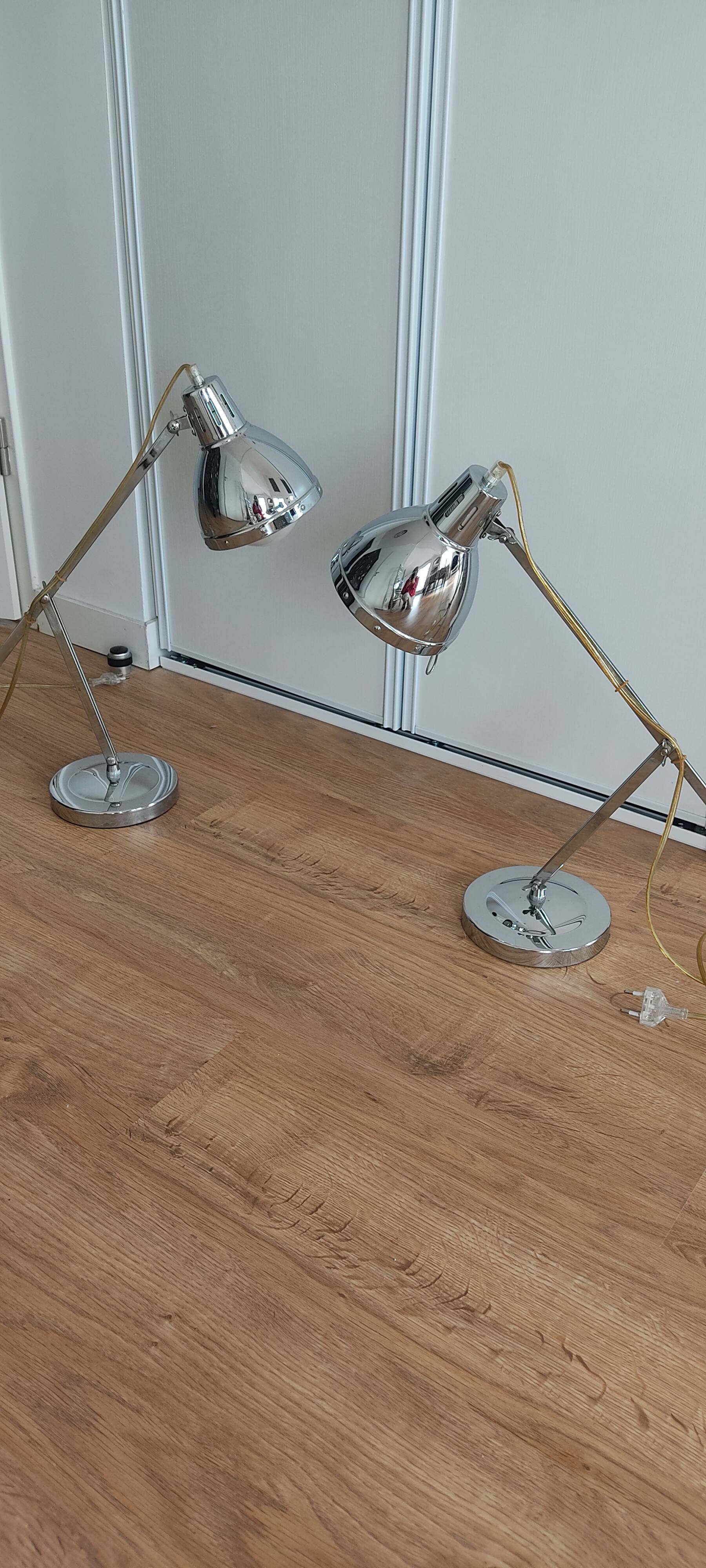 Pair of chrome lamps