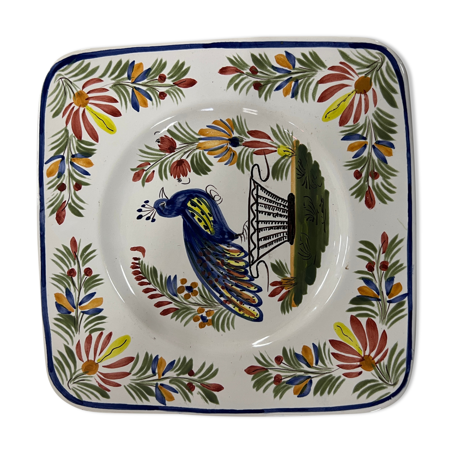 Square plate in Quimper earthenware